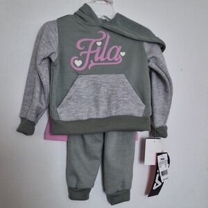 Fila Color Blocked Fleece Hoodie, Tee, Jogger 3 PC Set